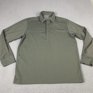 GORUCK Polo Shirt Mens Large Green Nylon Stretch Performance Long Sleeve Classic